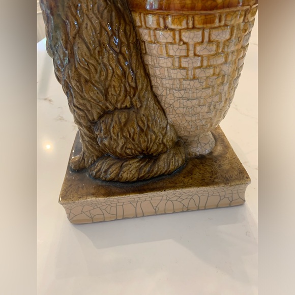 Glazed Ceramic Cocker Spaniel Faux Flower Vase (minor chip) 11x7x5” - Picture 4 of 14